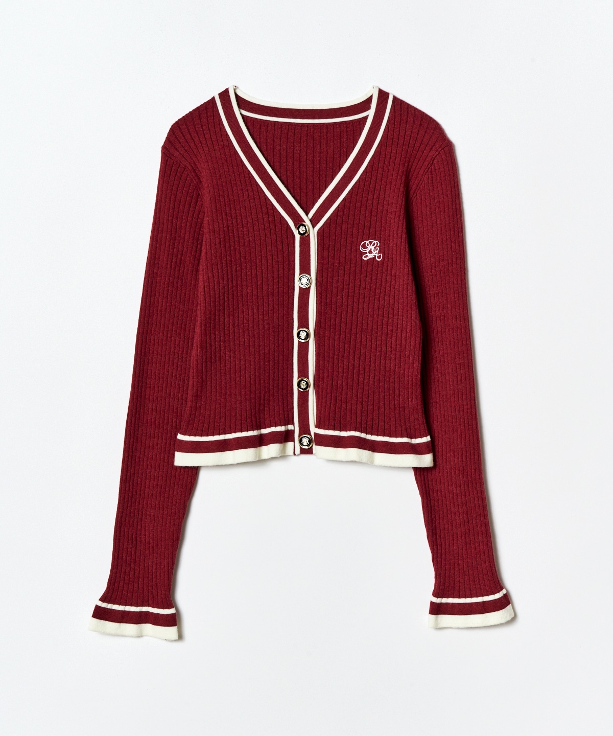 ラインスキームニットカーディガン×スカートセットアップ