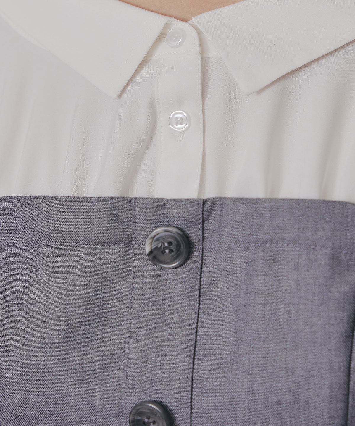 シャツドッキングチュールワンピース&ショートパンツセットアップ