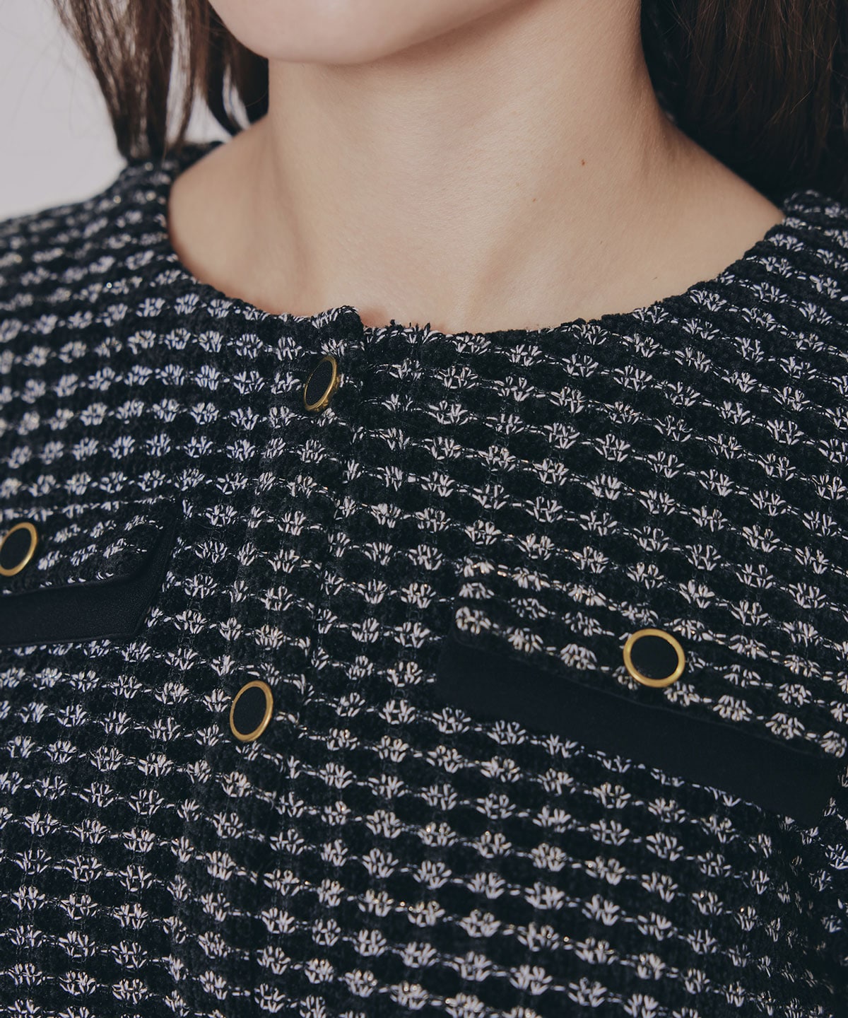 カットツイードジャケット×ショートパンツセットアップ