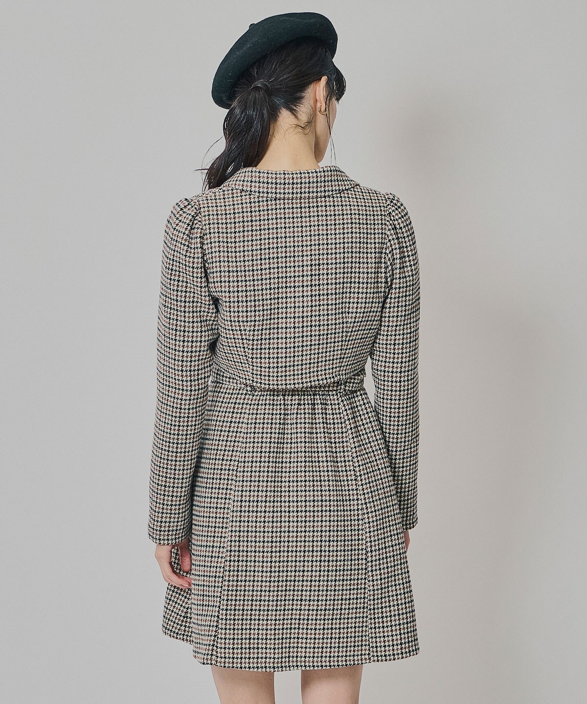 ハウンドトゥースショートジャケット×ミニワンピース