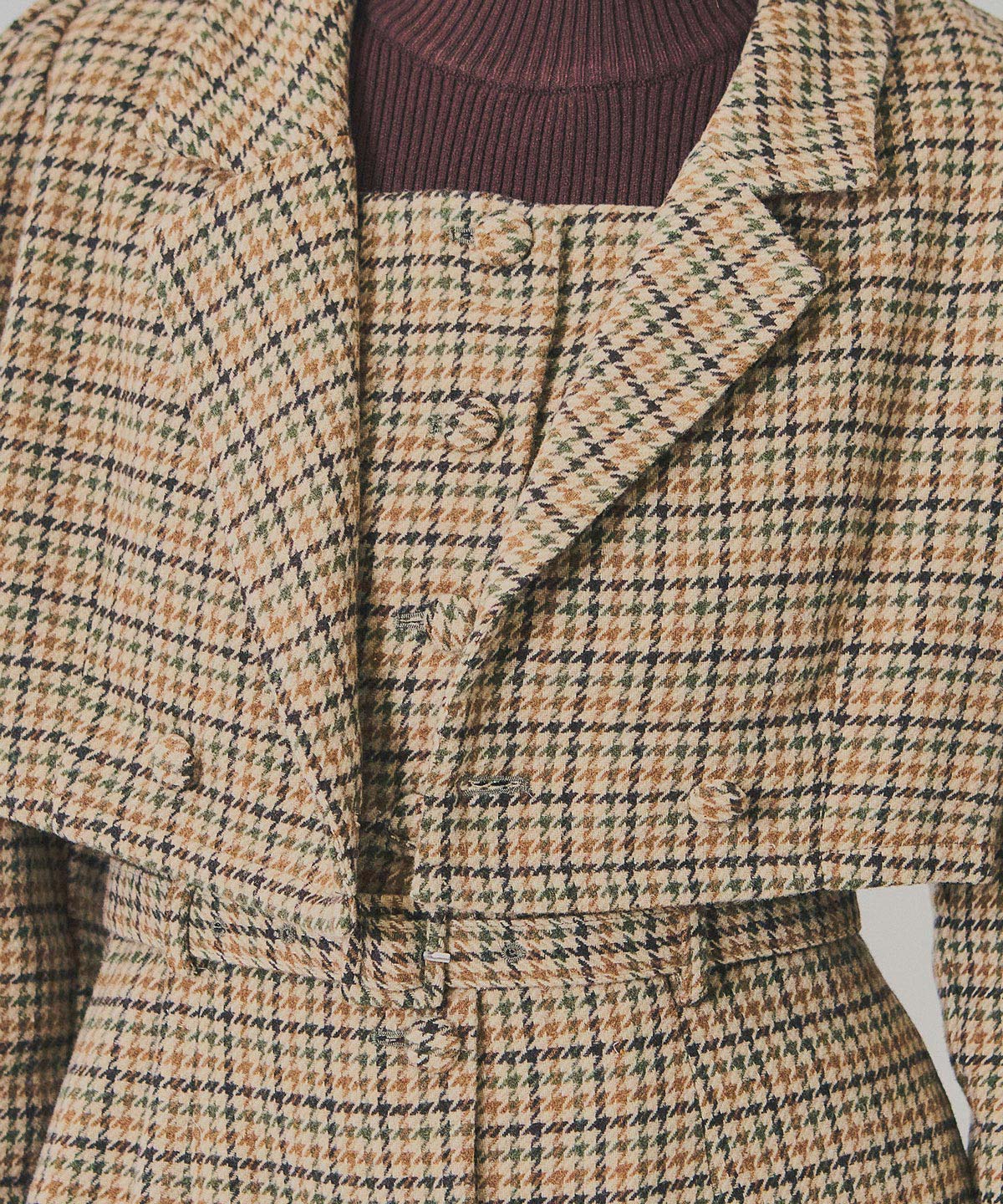 ハウンドトゥースショートジャケット×ミニワンピース