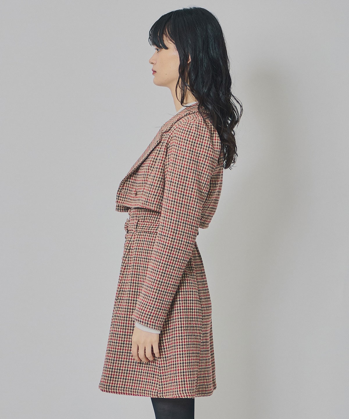 ハウンドトゥースショートジャケット×ミニワンピース