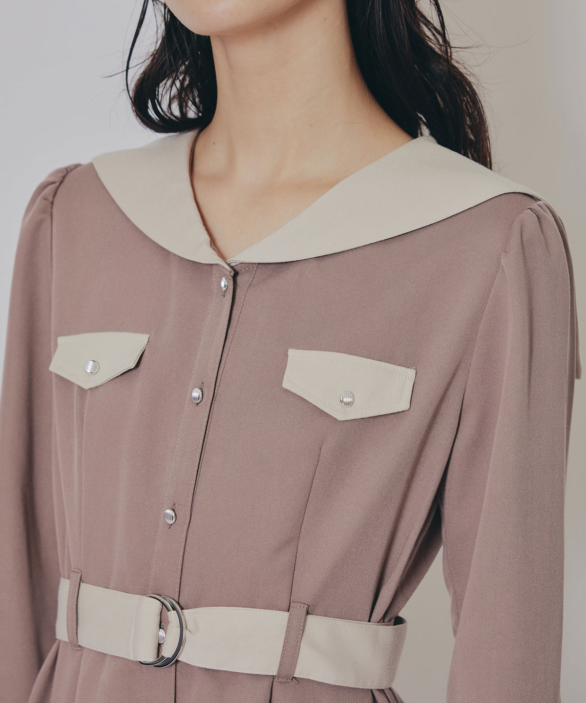 BIGセーラーカラーロングワンピース