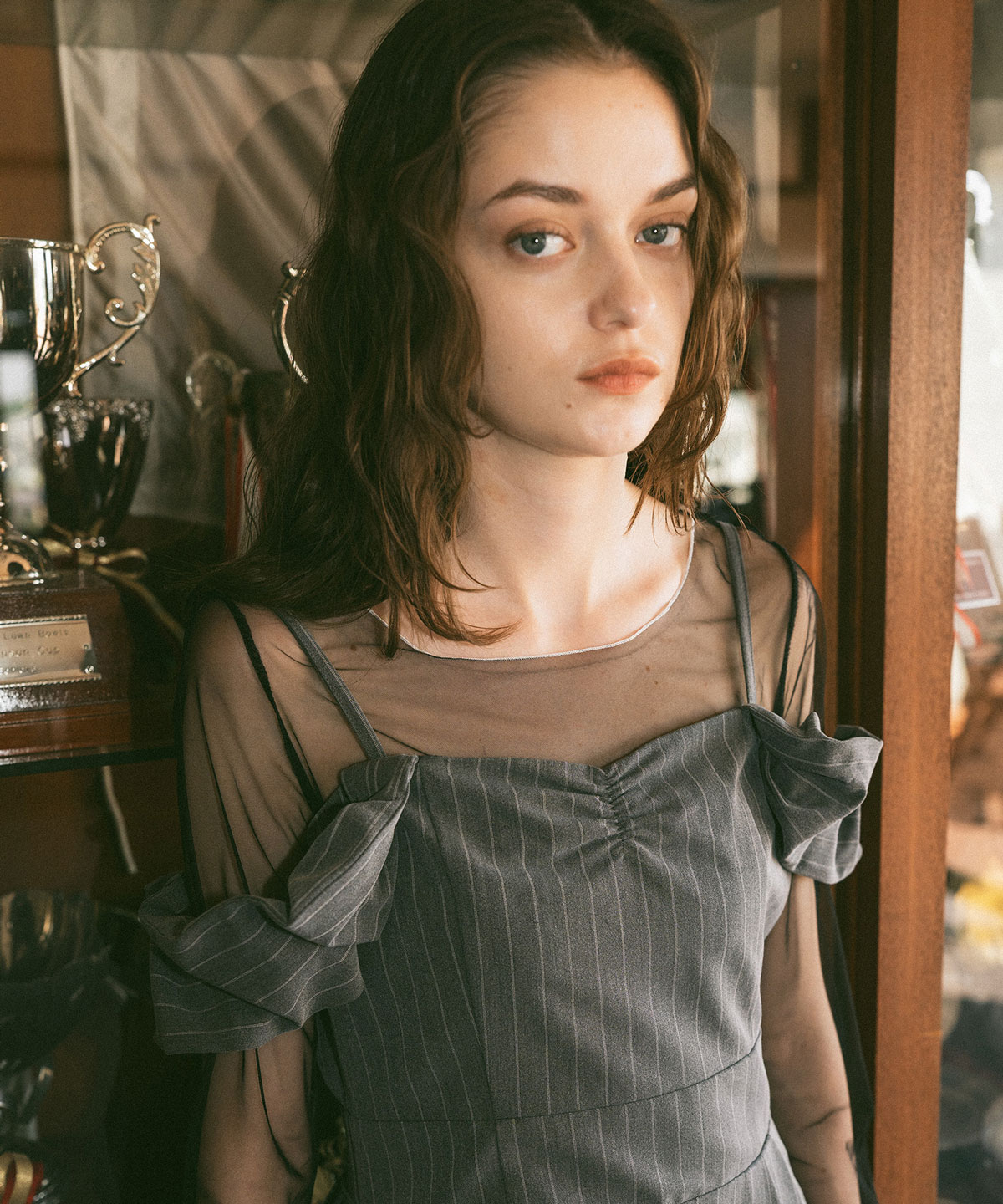 ストライプ2WAYフレアミニワンピース