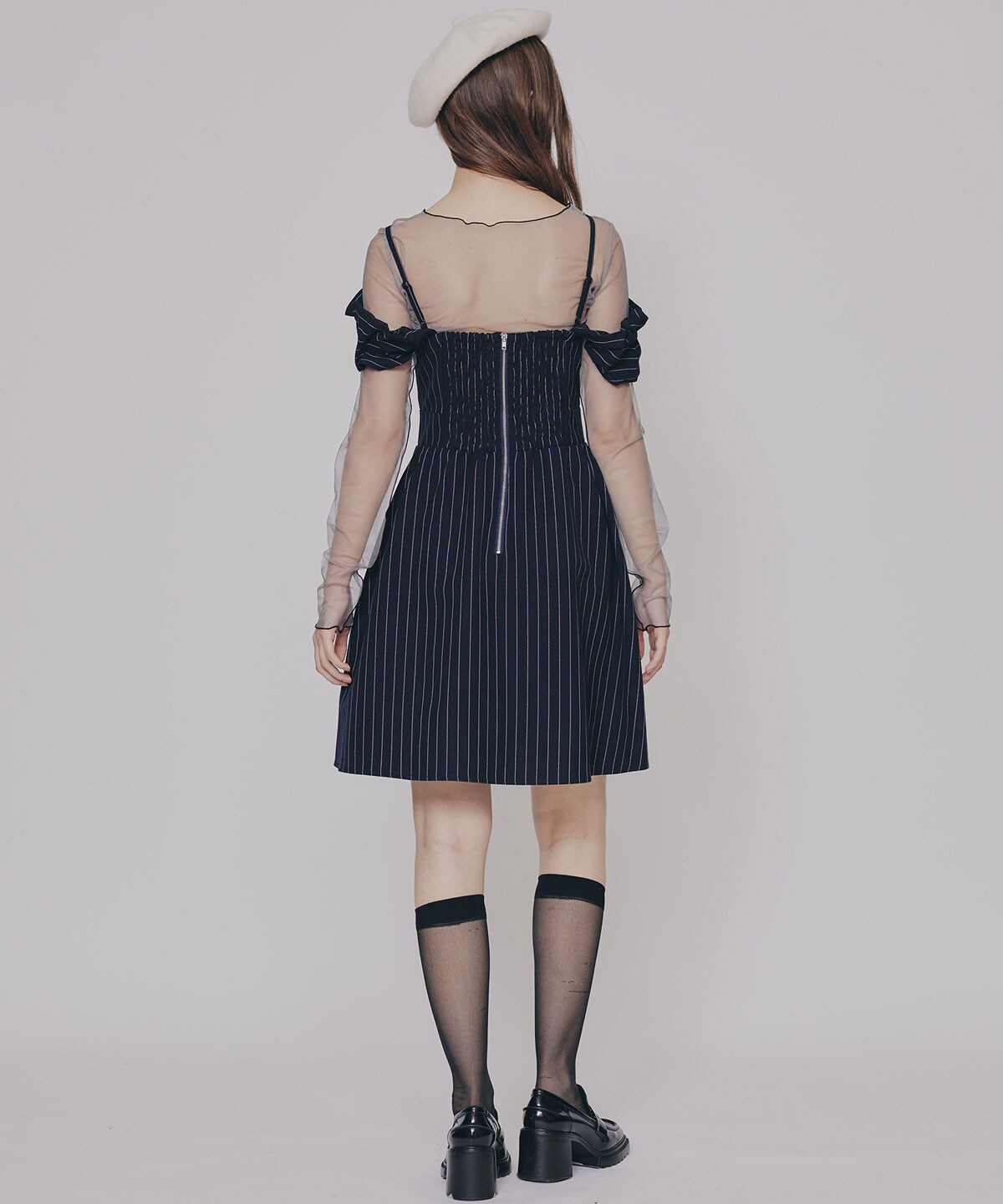 ストライプ2WAYフレアミニワンピース