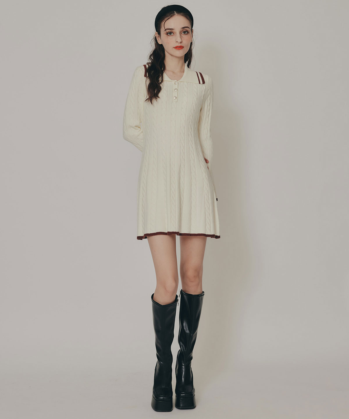 ラインケーブルミニニットワンピース