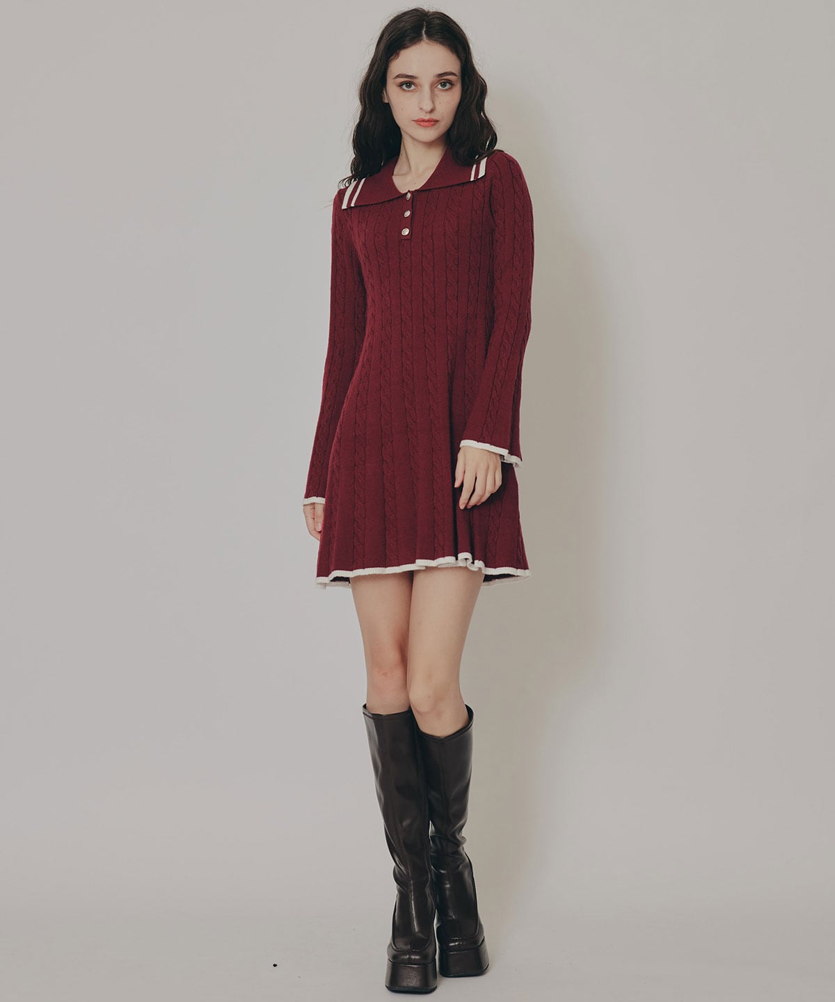 ラインケーブルミニニットワンピース