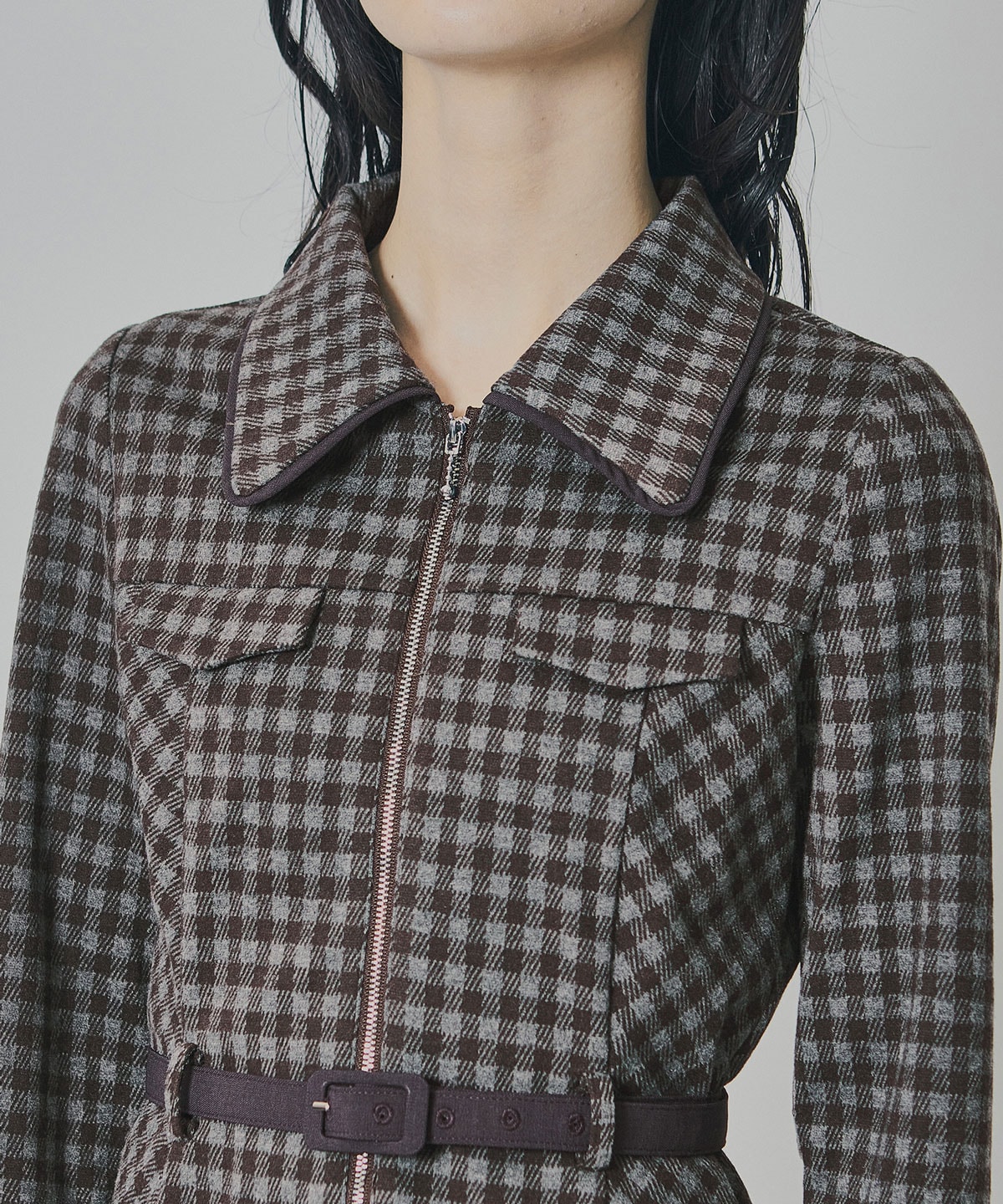 クラシカルチェックZIPミニワンピース