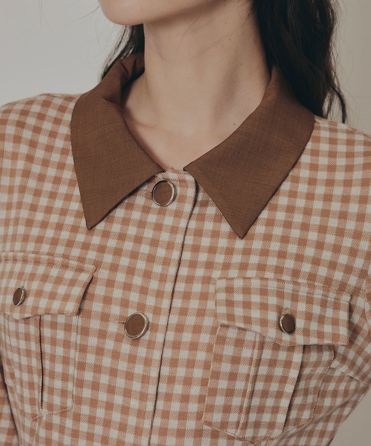 チェックバイカラーカットミニワンピース