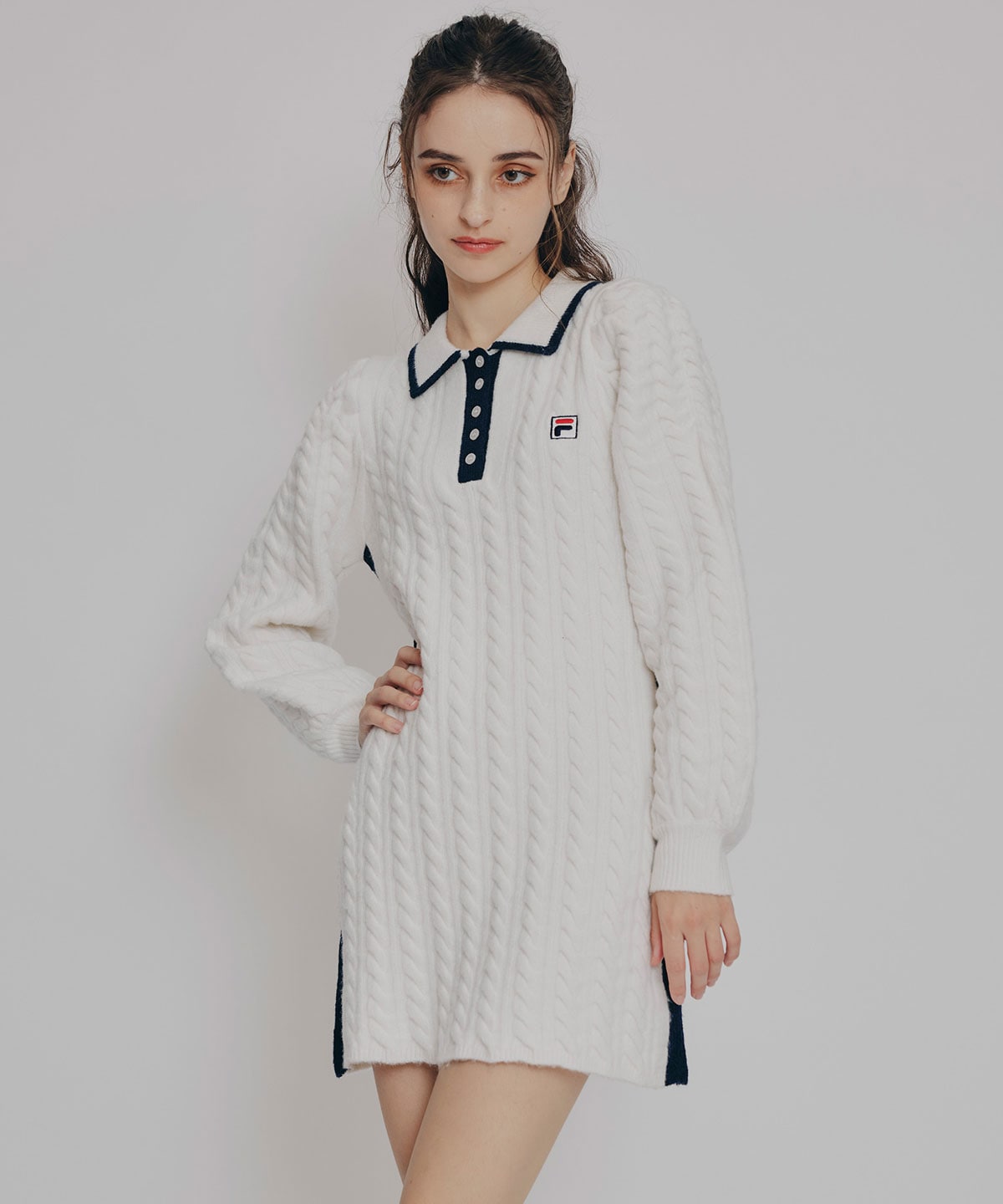 ［FILA×REDYAZEL］ケーブルニットポロミニワンピース