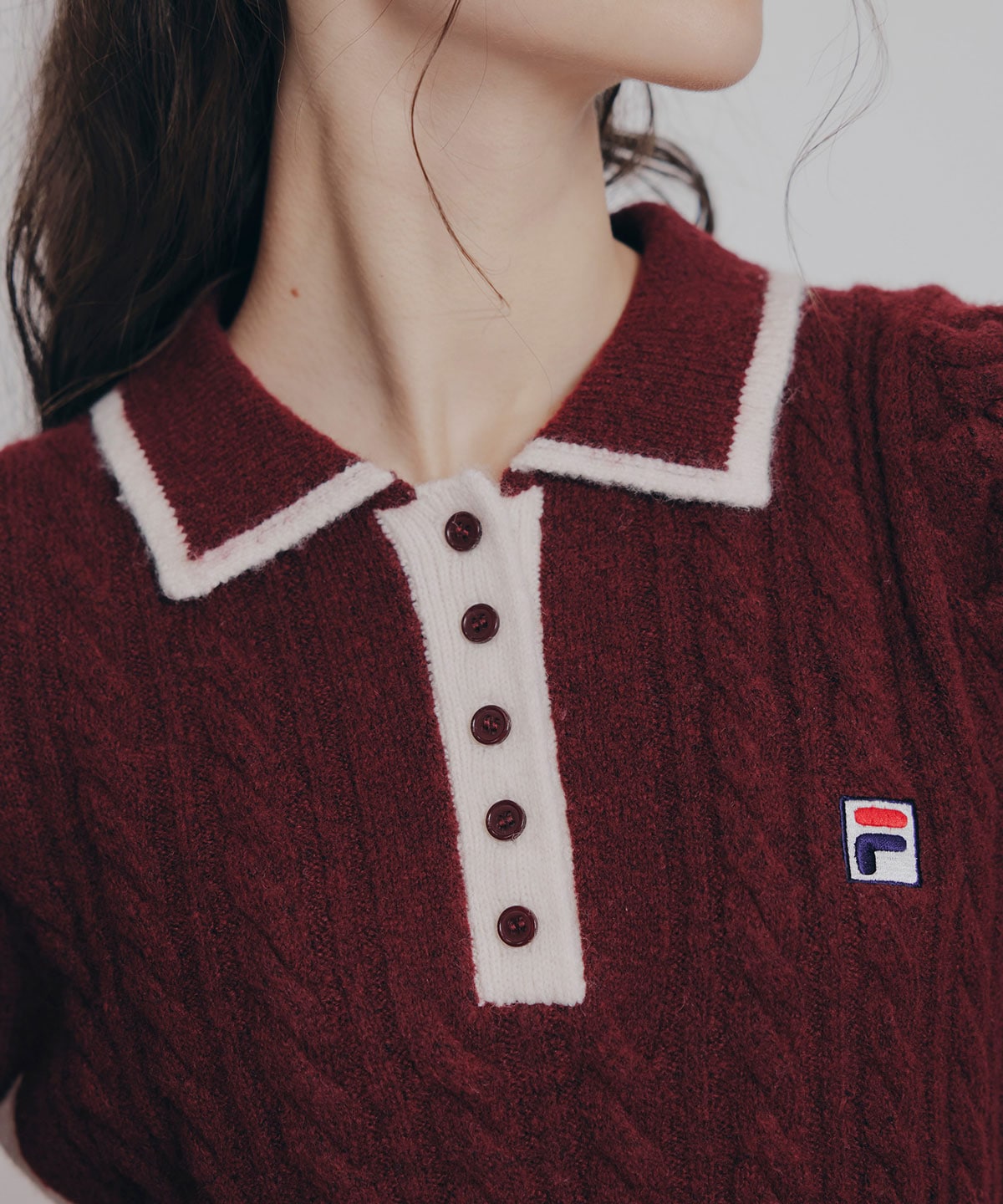 ［FILA×REDYAZEL］ケーブルニットポロミニワンピース