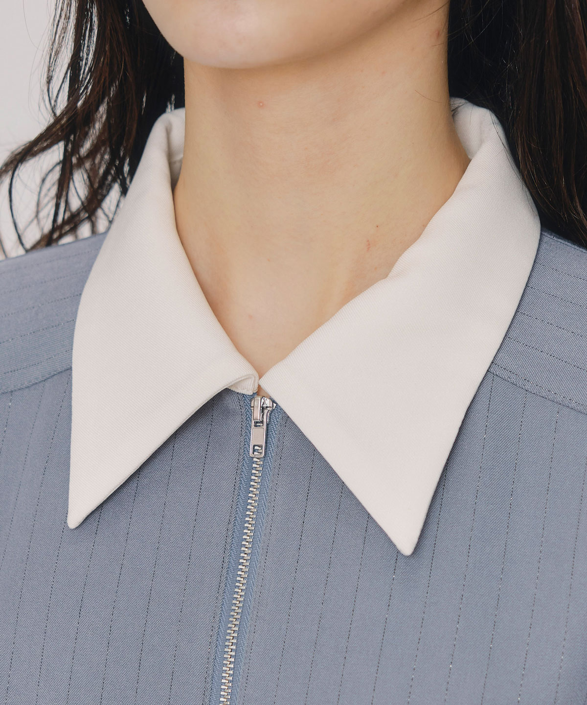 フロントZIPストライプロングワンピース