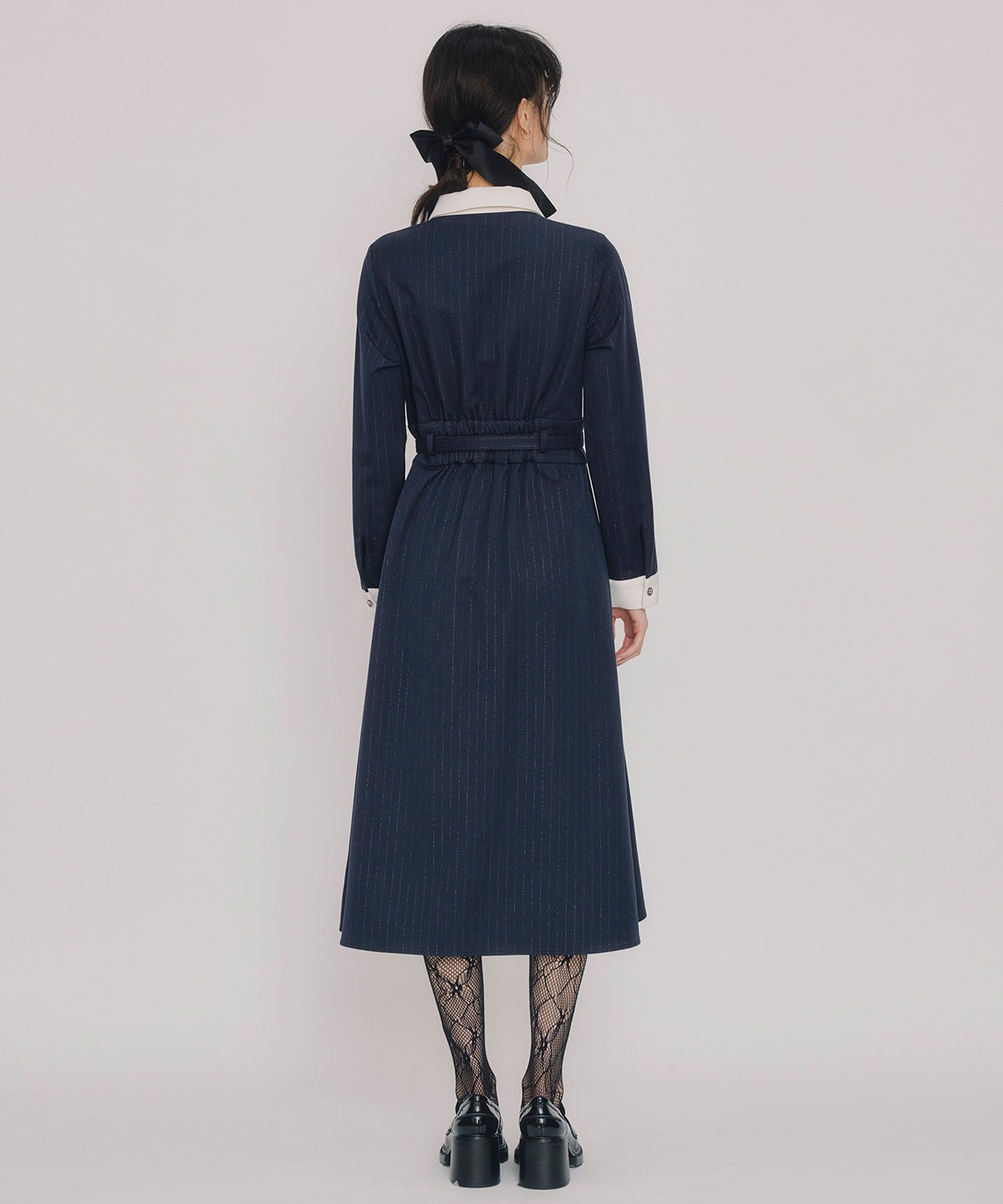 フロントZIPストライプロングワンピース