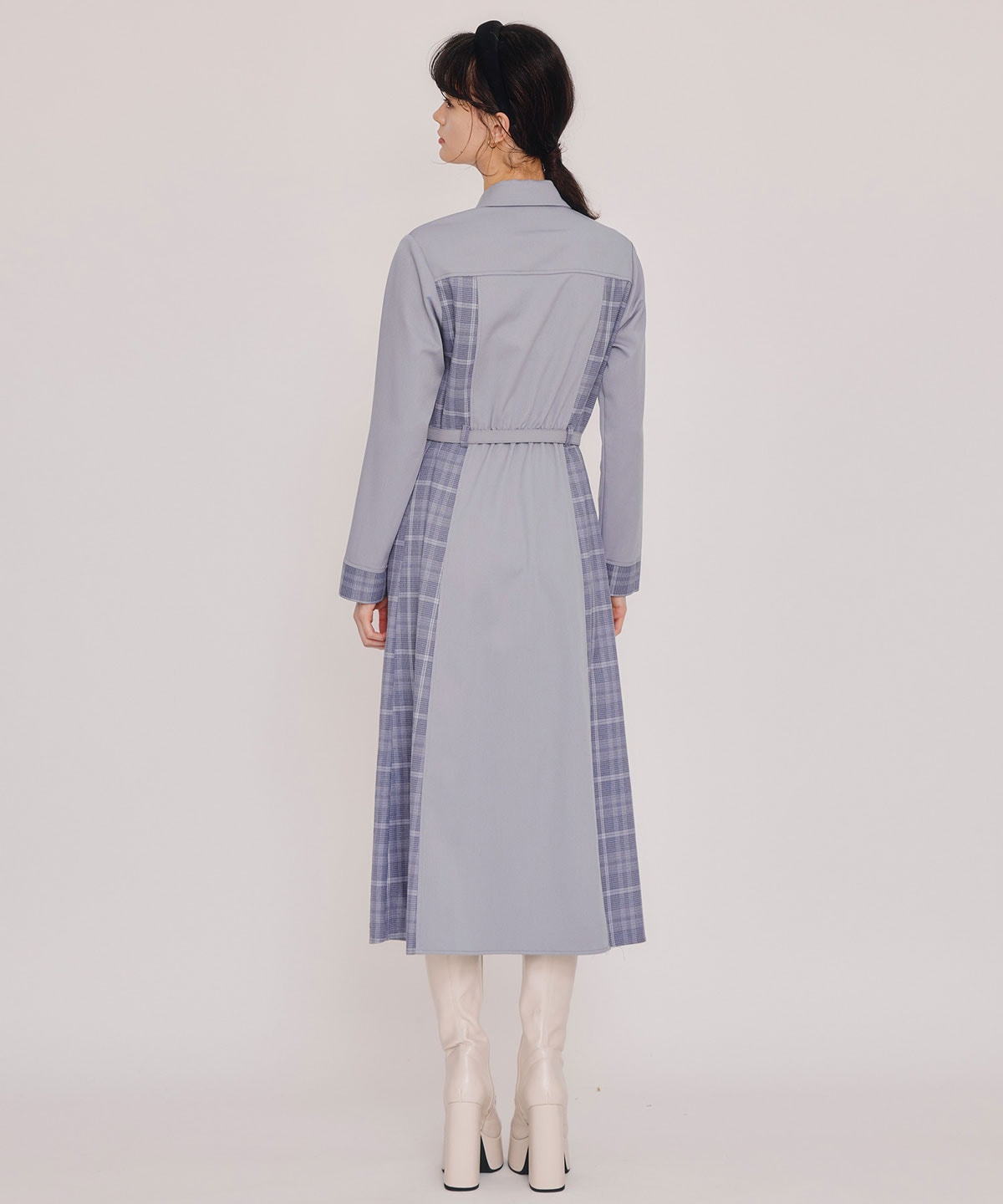 チェックパネルロングワンピース