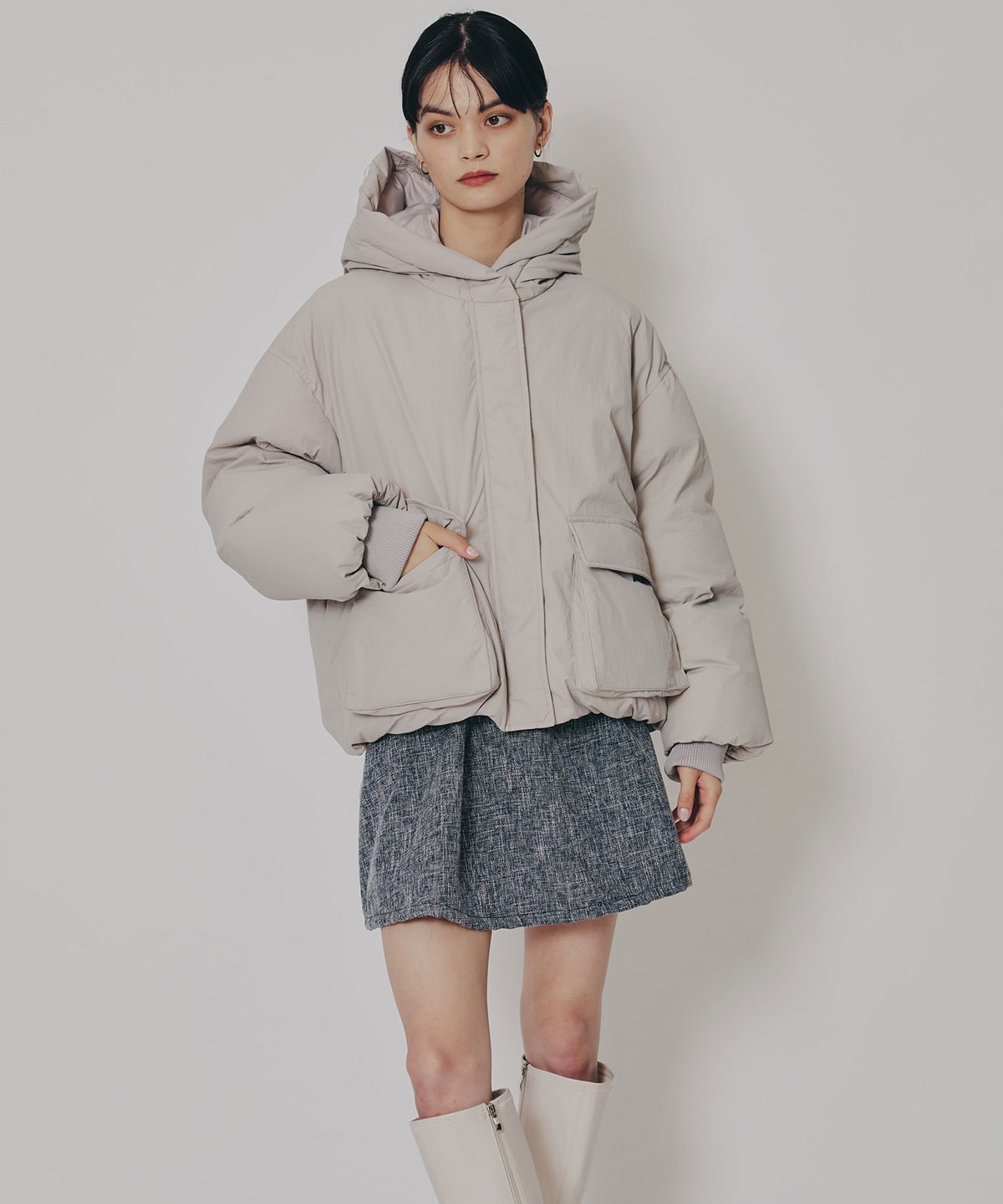 フラップポケットファイバーダウンジャケット