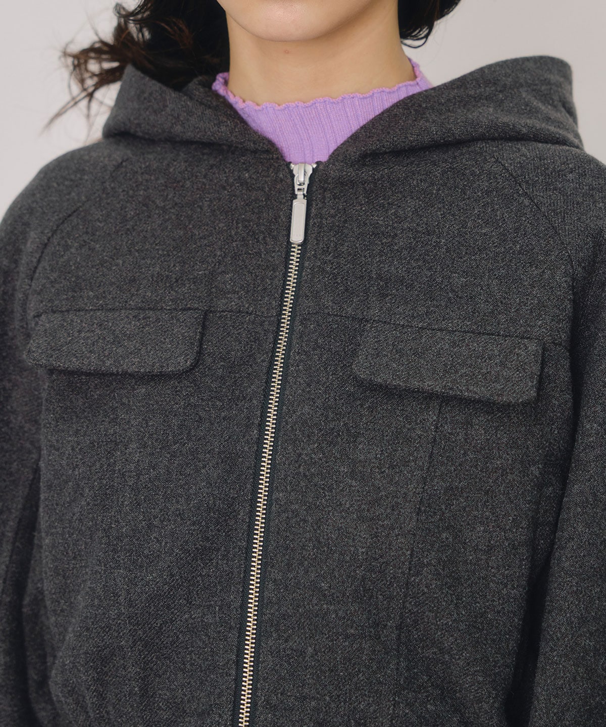 【セットアップ可能】ビッグスリーブフードショートブルゾン