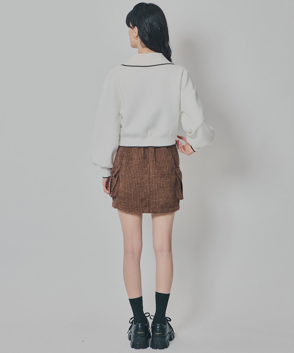 バイカラーラインZIPニットジャケット