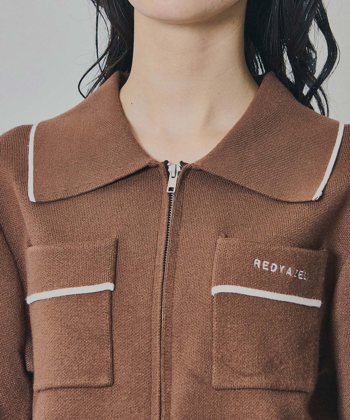 バイカラーラインZIPニットジャケット
