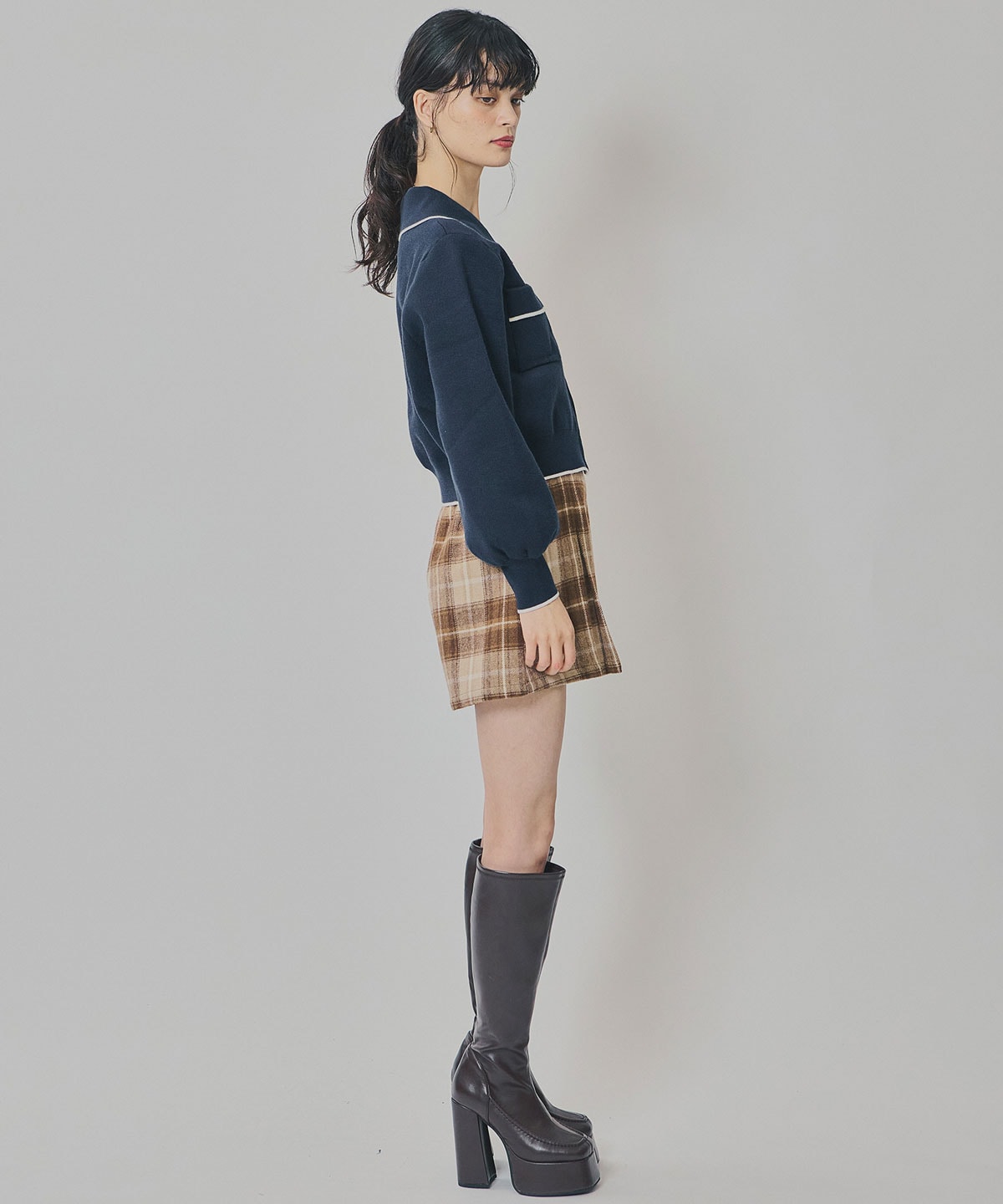 バイカラーラインZIPニットジャケット