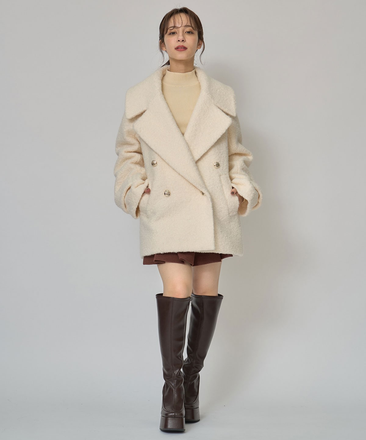 ボアダブルミドルコート