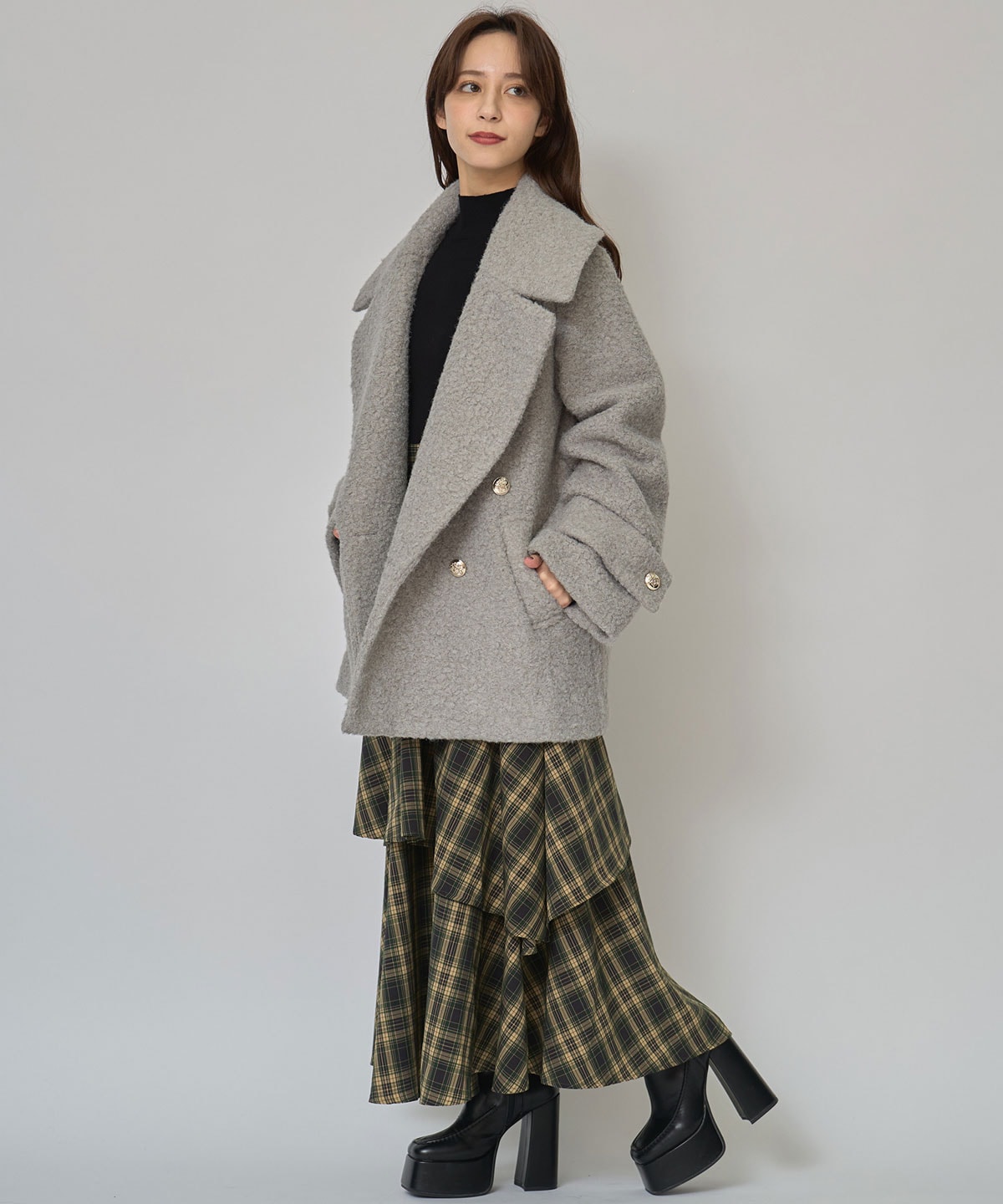 ボアダブルミドルコート