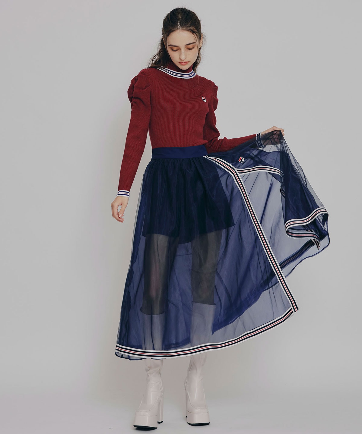 ［FILA×REDYAZEL］ラインタートルニットプルオーバー