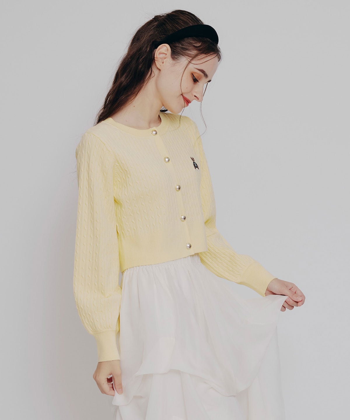 Azelyミニケーブルニットカーディガン