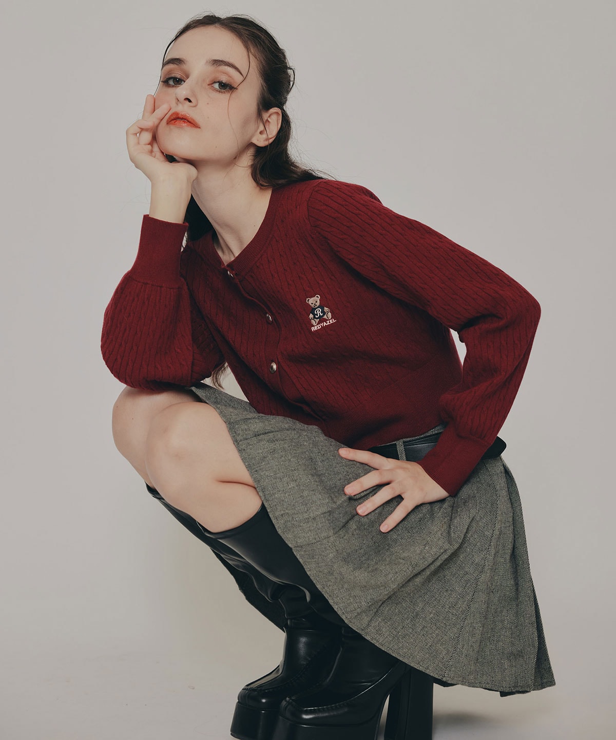 Azelyミニケーブルニットカーディガン