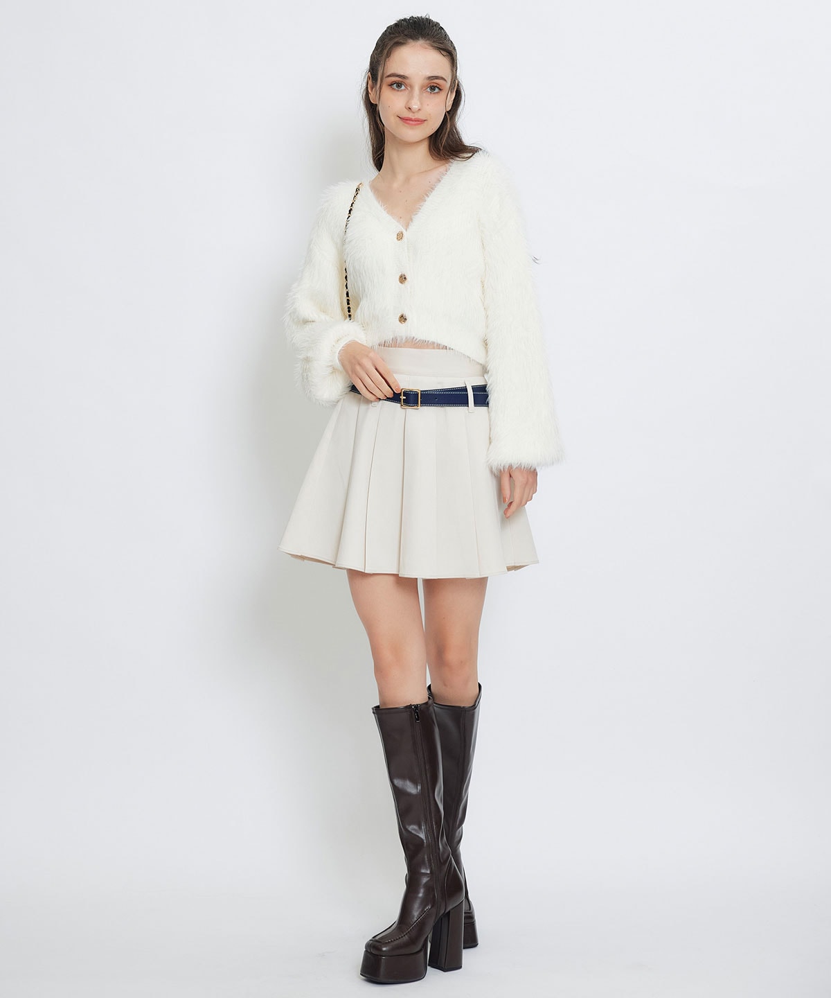 コンパクトシャギーニットカーディガン