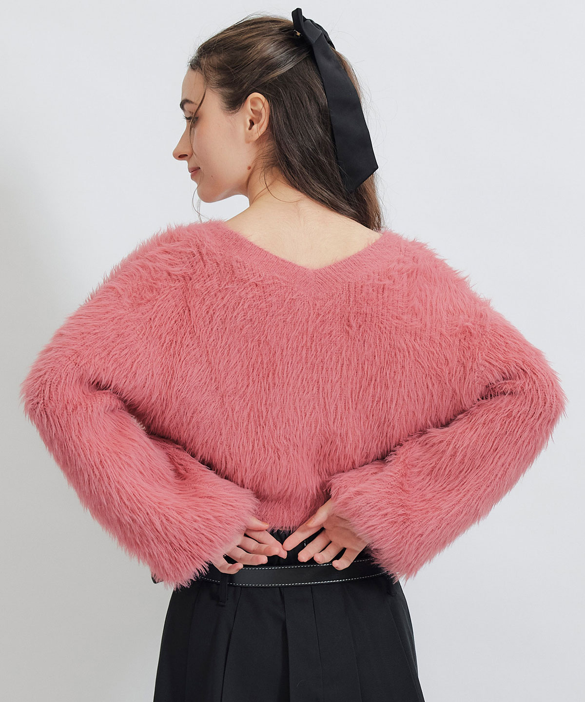 コンパクトシャギーニットカーディガン