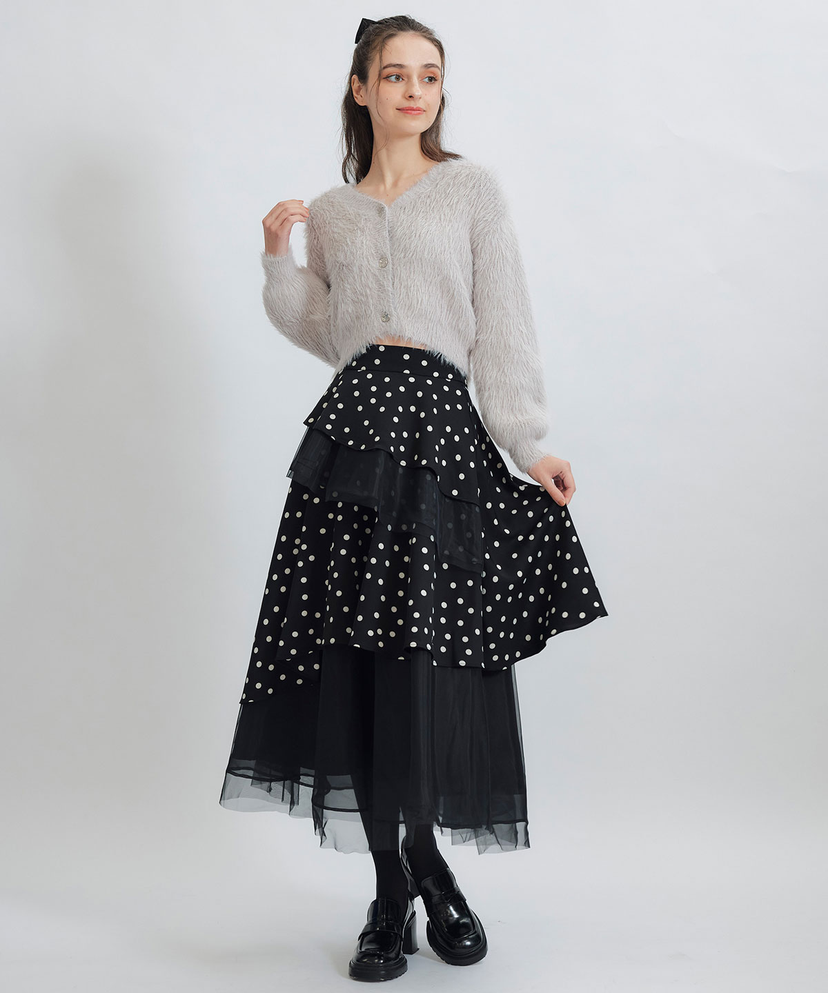 コンパクトシャギーニットカーディガン