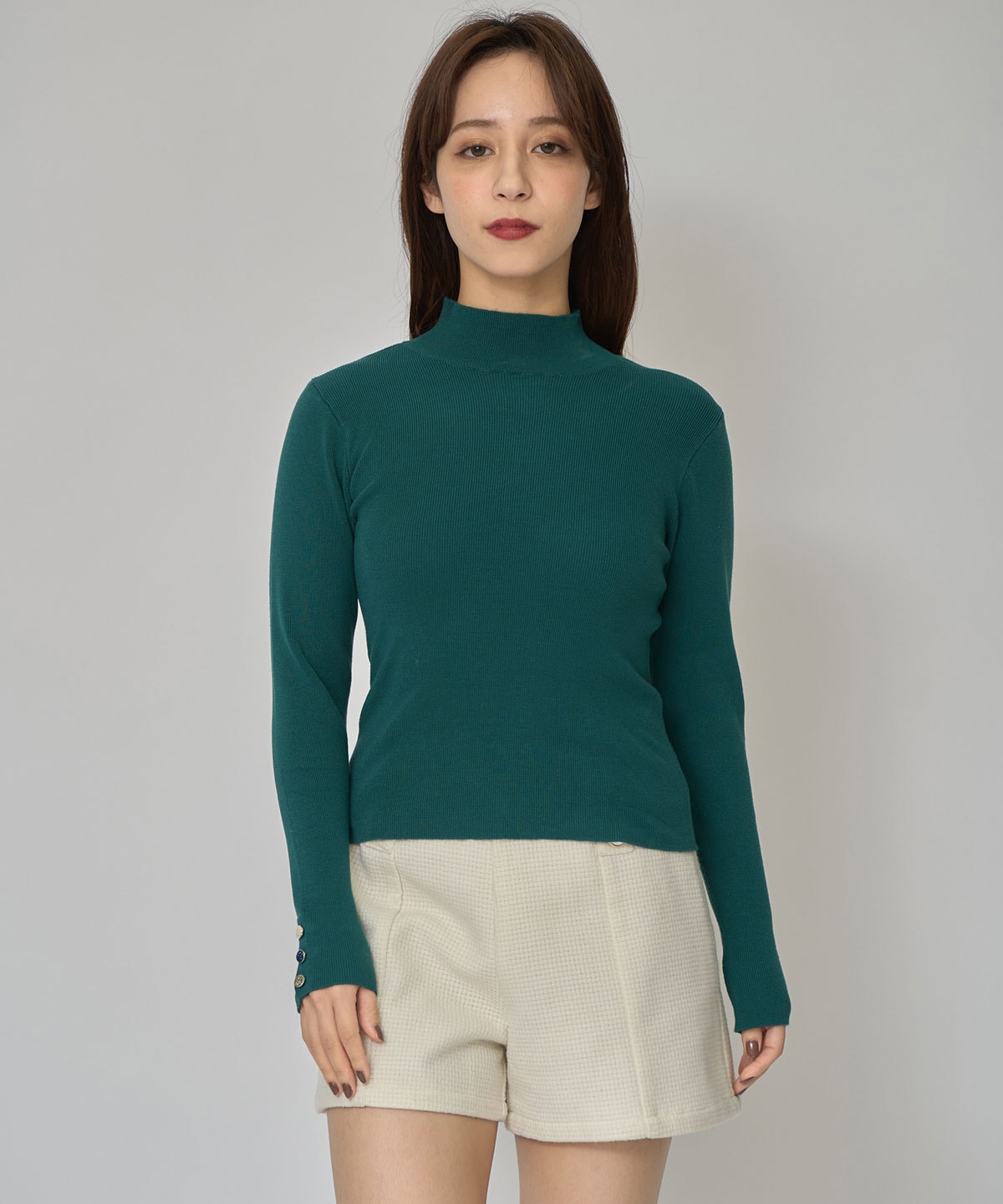 2WAYハイネックボタンニットトップス