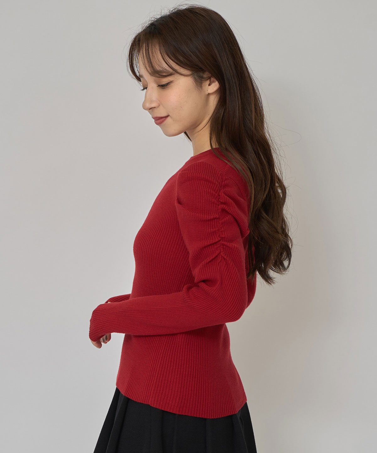 パワショルロゴリブニットトップス