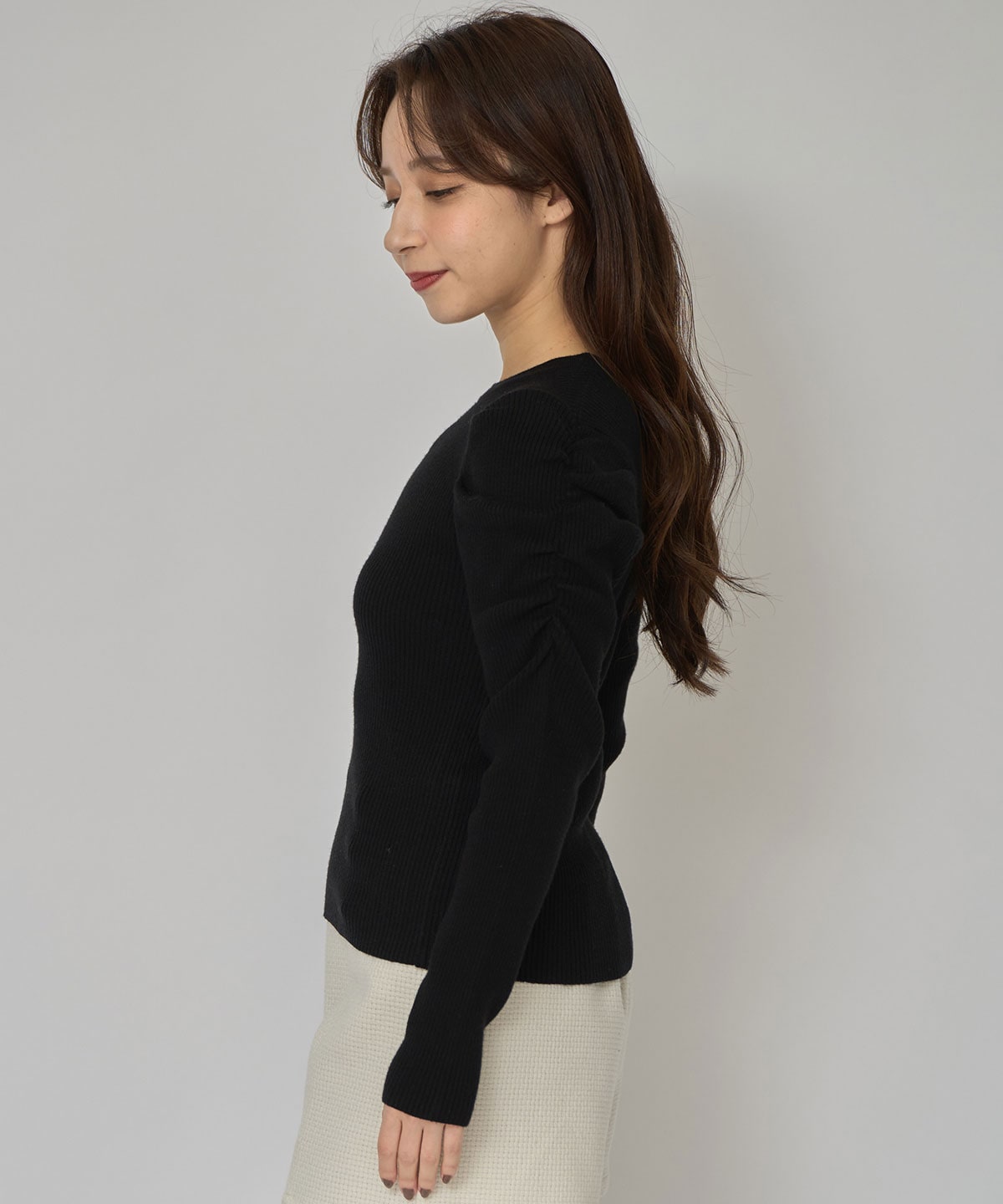 パワショルロゴリブニットトップス