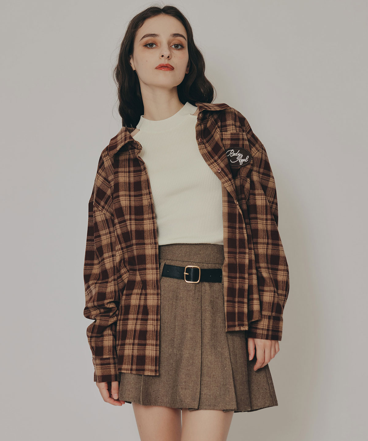 カットアウトリブニットトップス