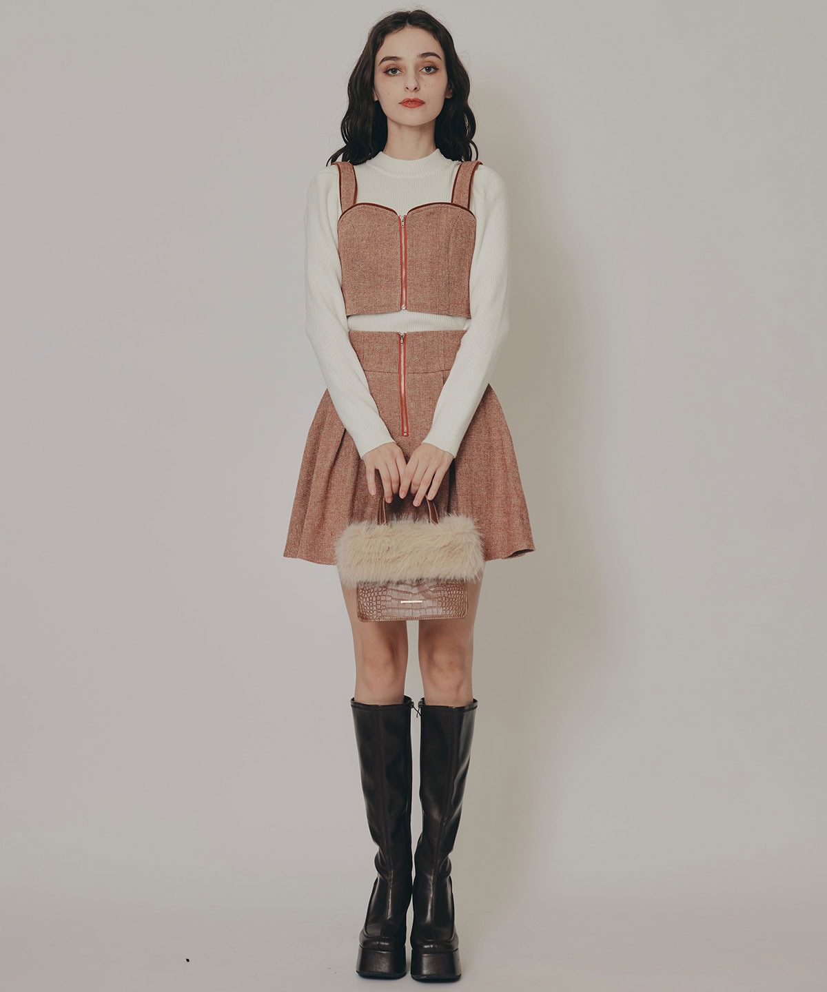 パワショルボトルネックニットトップス