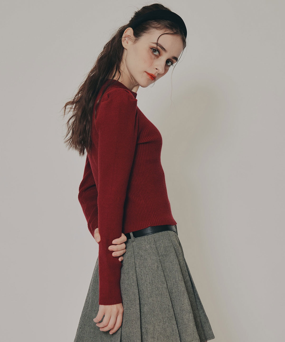 パワショルボトルネックニットトップス