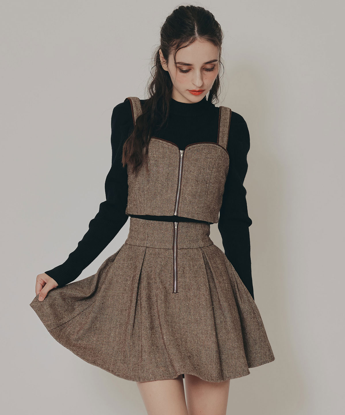 パワショルボトルネックニットトップス