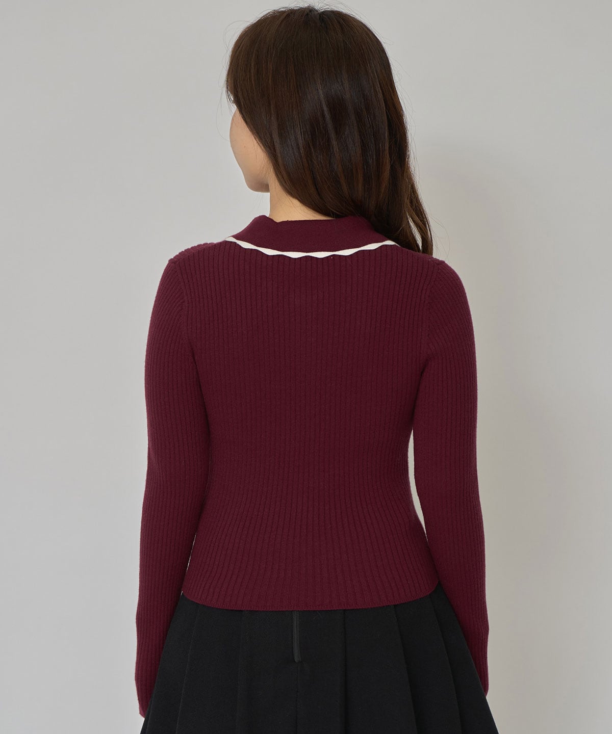 スカラカラーポロニットプルオーバー