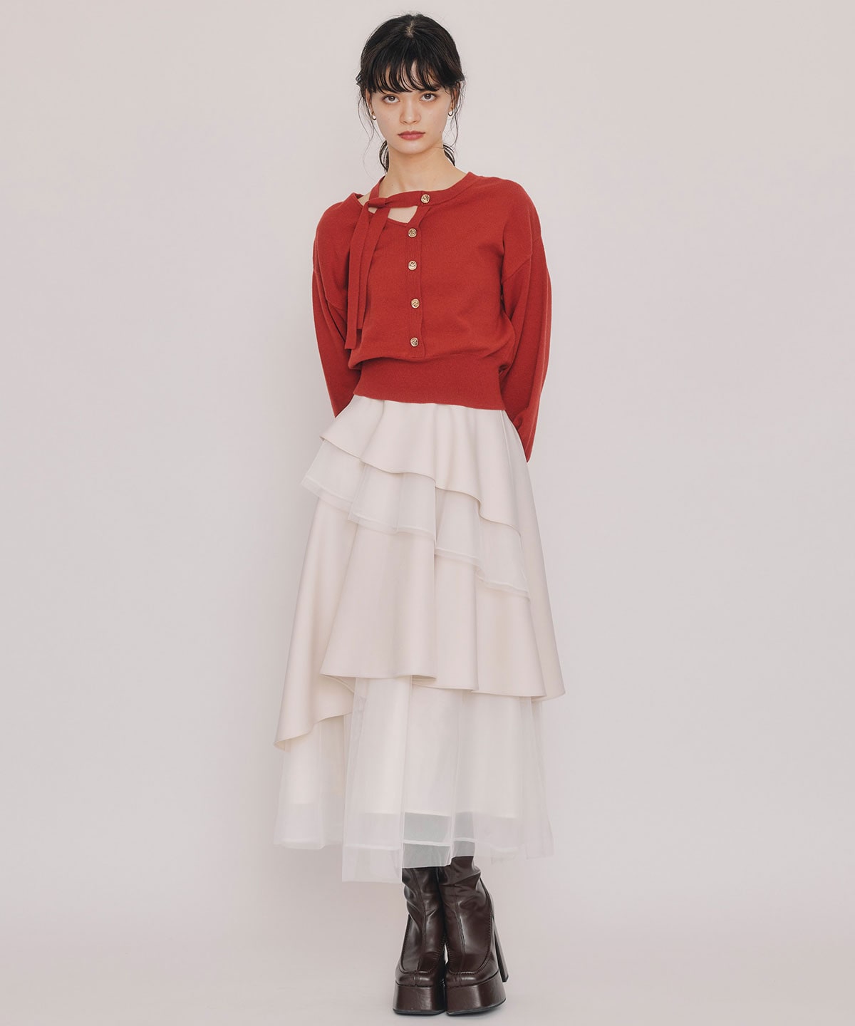 アシメカットデザインニットプルオーバー