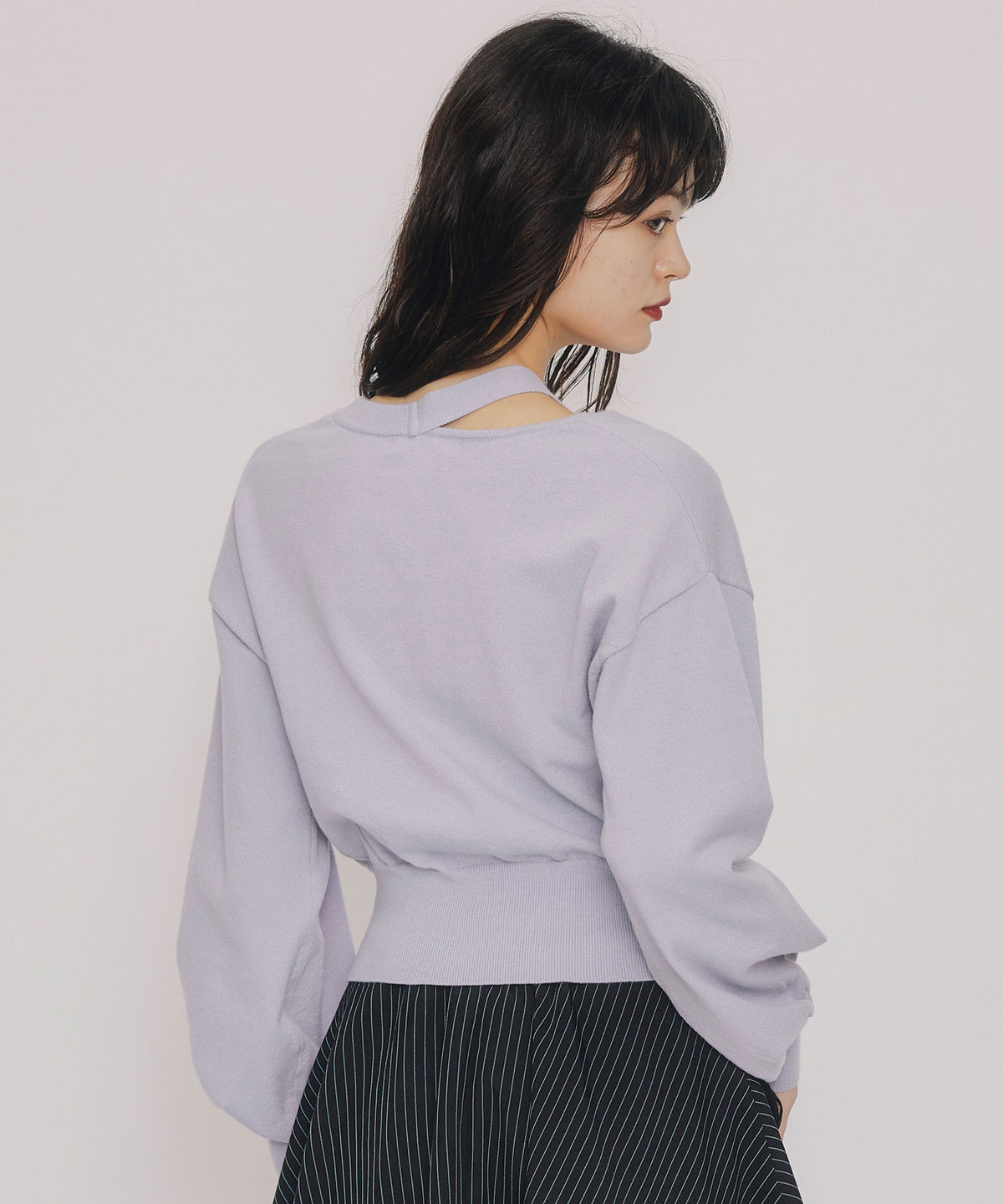 アシメカットデザインニットプルオーバー