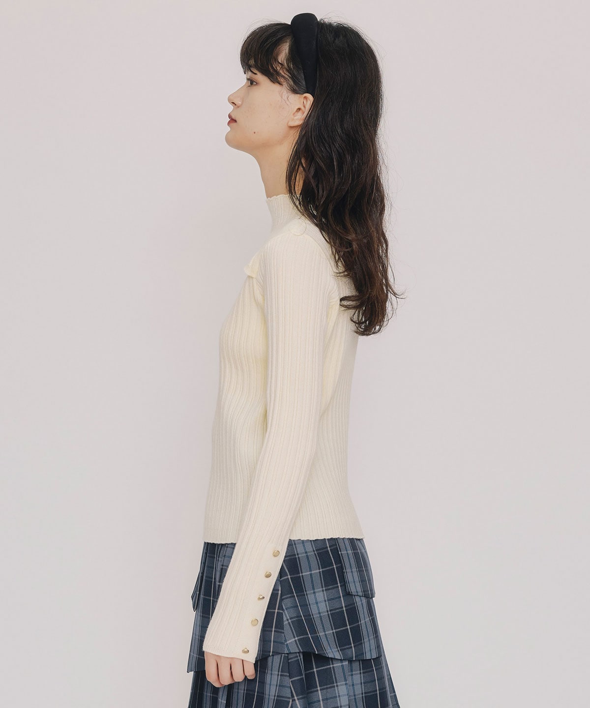 レイヤードデザインランダムリブニットプルオーバー