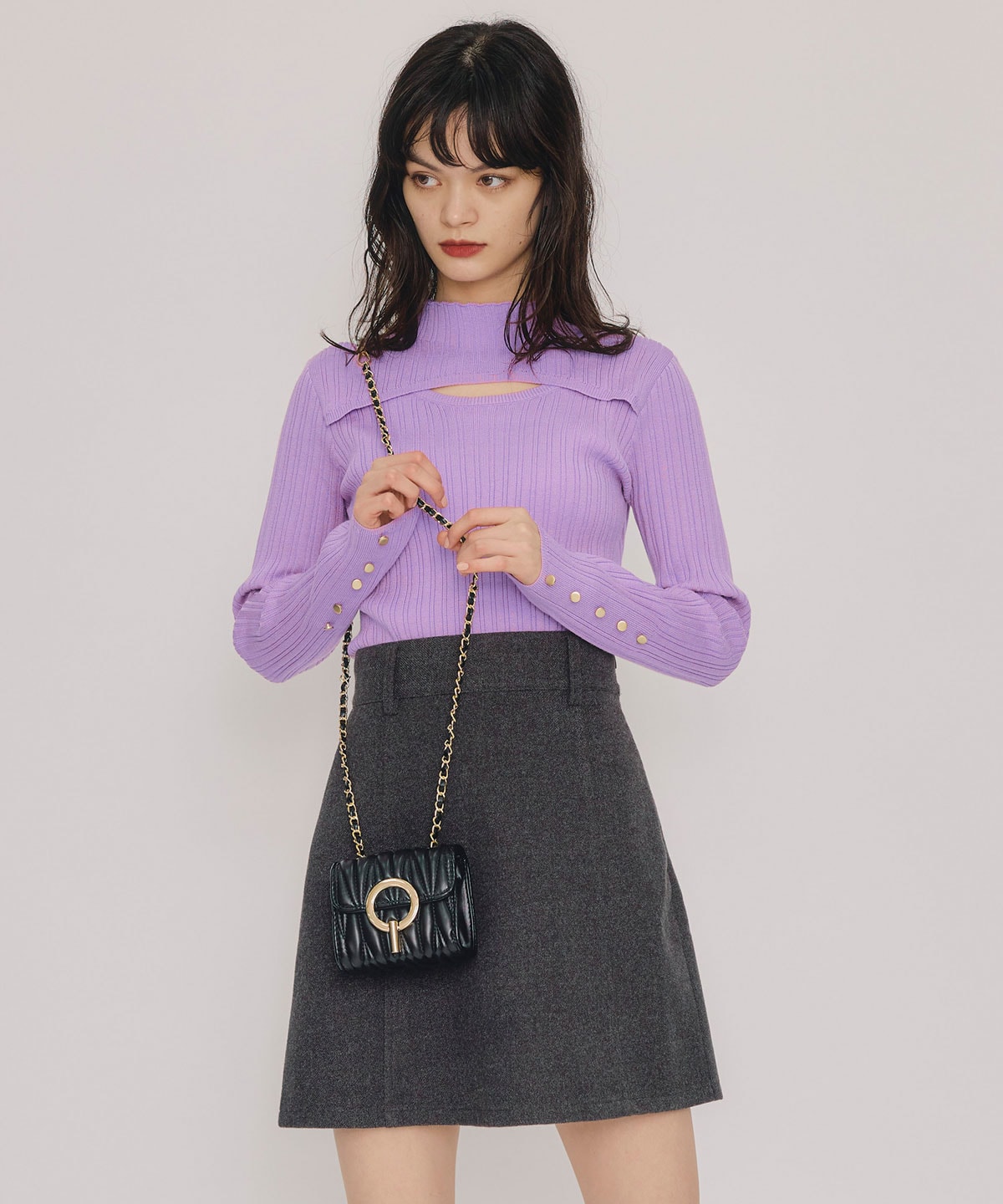 レイヤードデザインランダムリブニットプルオーバー