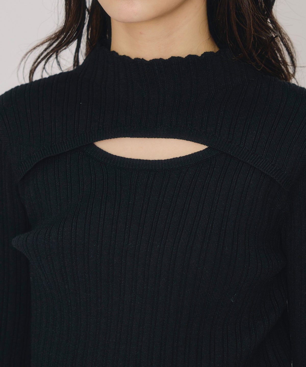 レイヤードデザインランダムリブニットプルオーバー