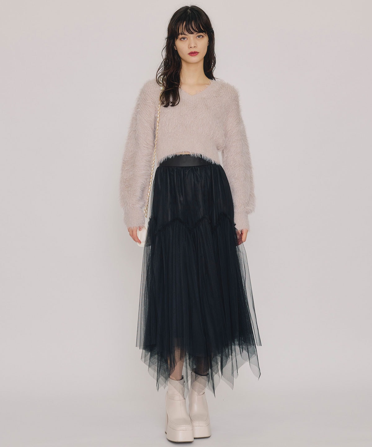 ラメシャギーニットプルオーバー