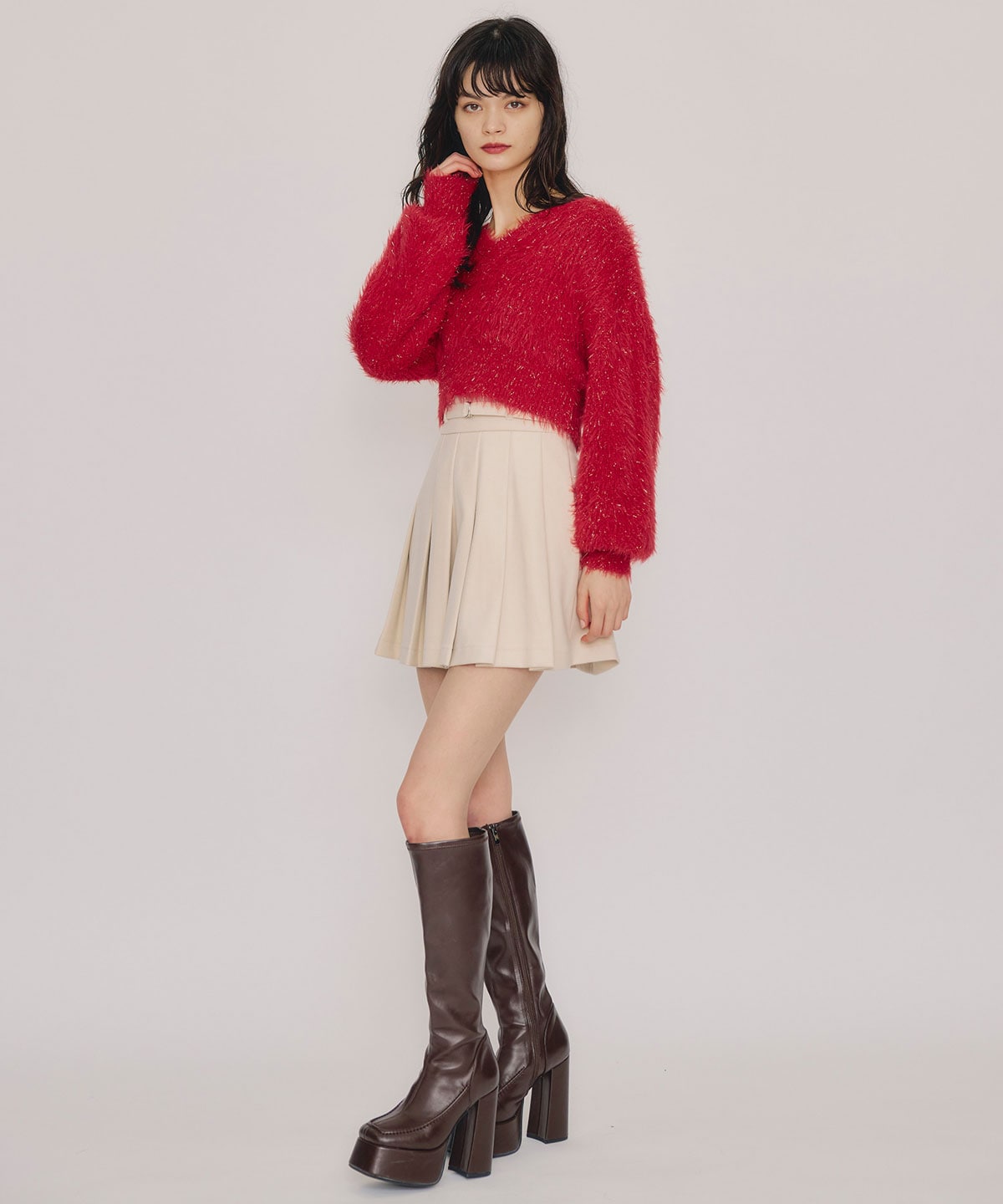 ラメシャギーニットプルオーバー