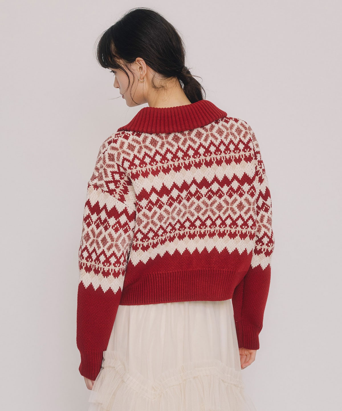ビジューノルディックデザインニットプルオーバー