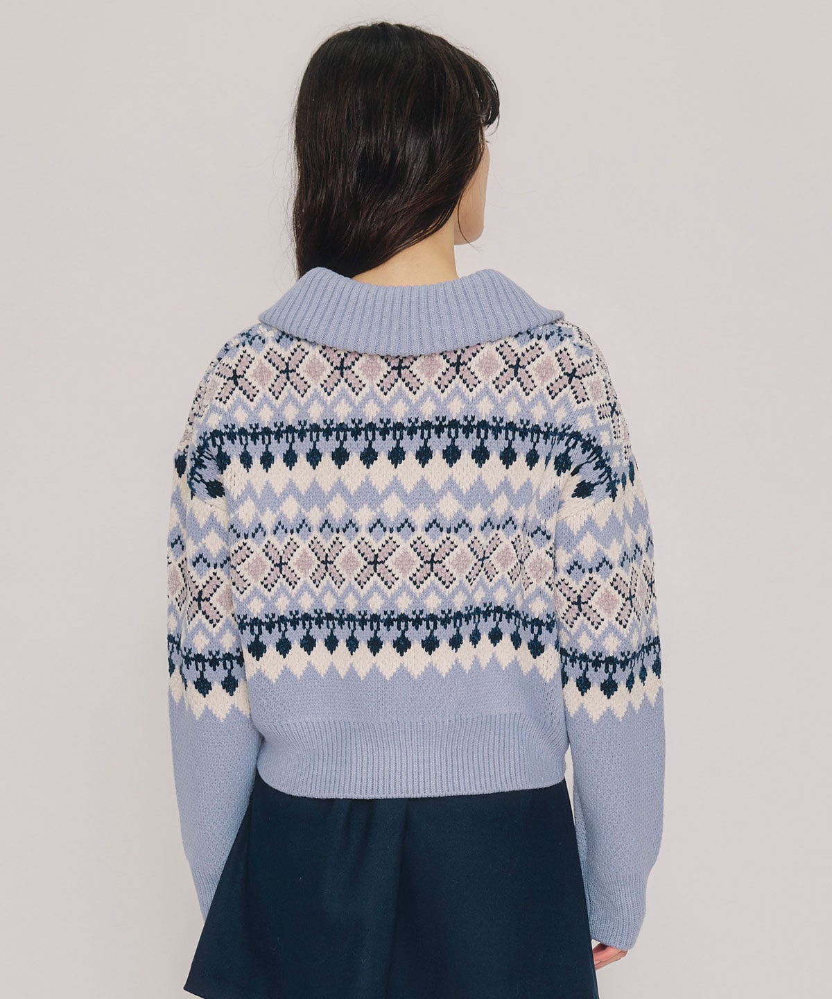 ビジューノルディックデザインニットプルオーバー