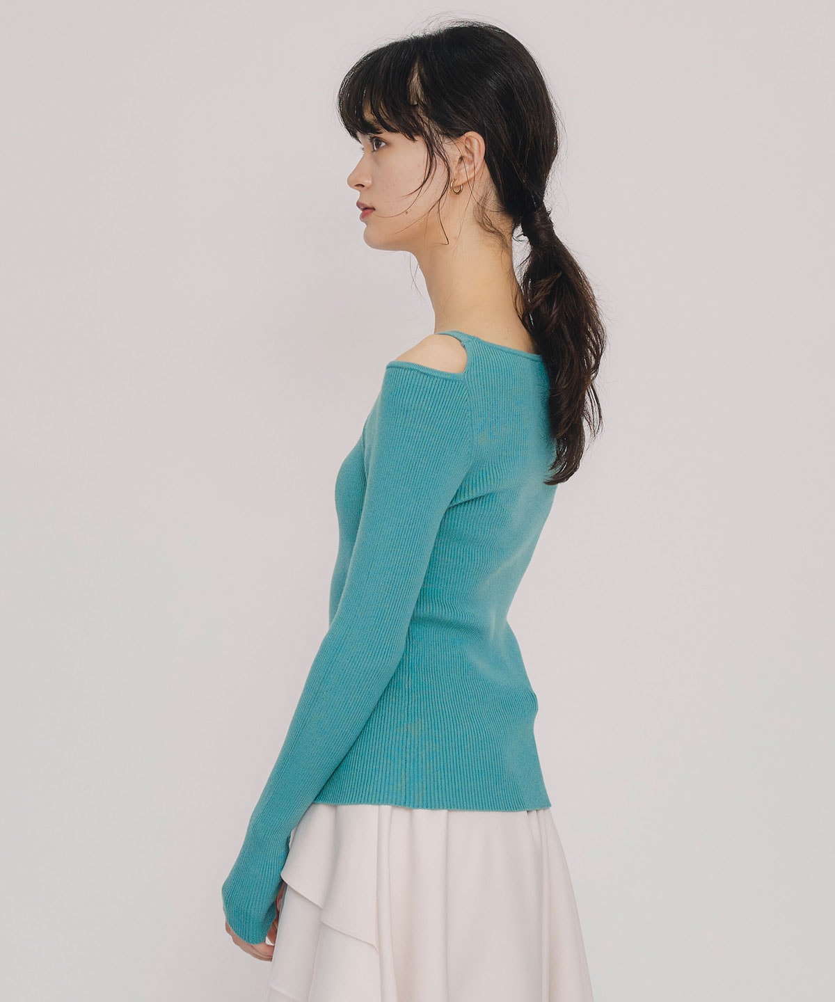 アシンメトリーレイヤードライクニットプルオーバー