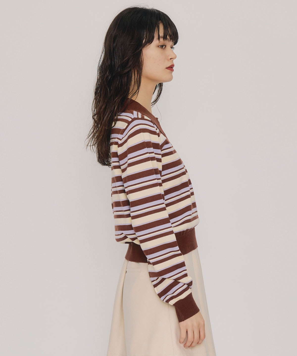 マルチボーダーロゴニットプルオーバー